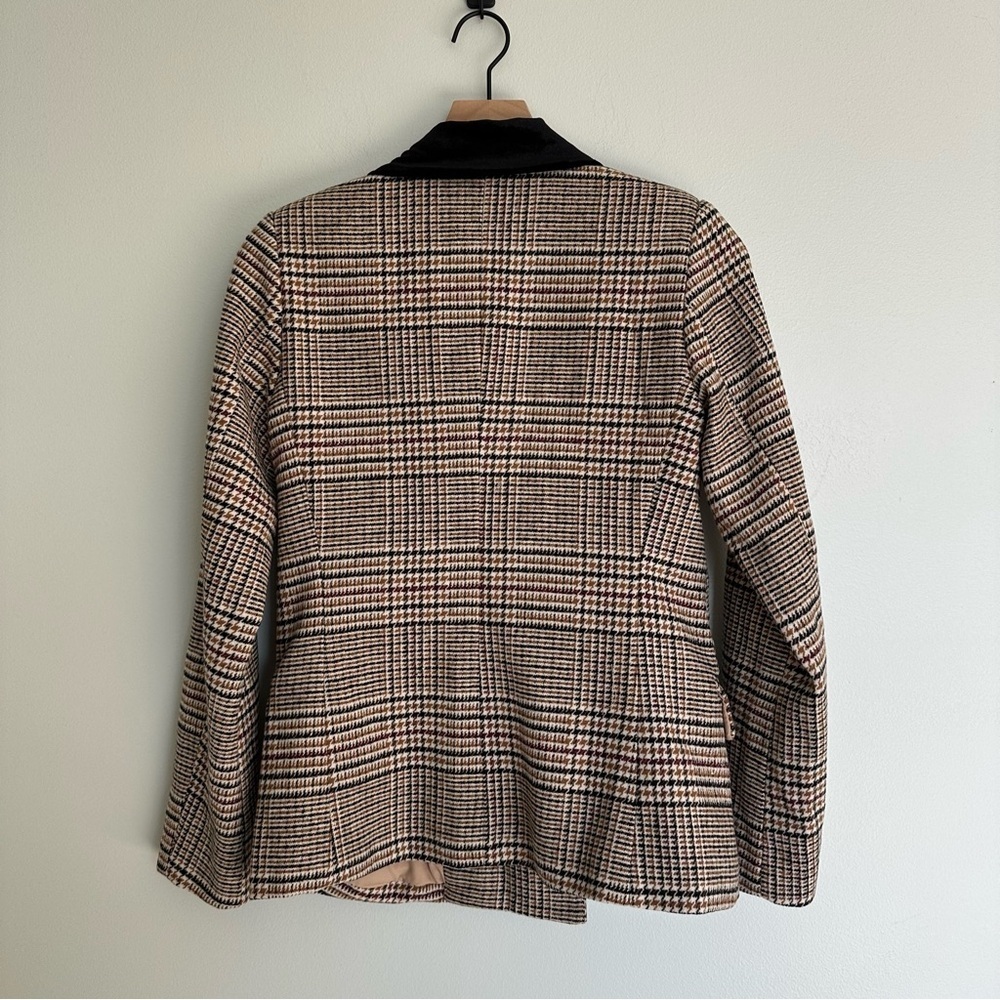Forever 21 Plaid Double Breasted Velvet Collar Gold Buttons Blazer Jacket - Picture 4 of 4